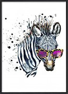 Zebra whit glasses 50x70